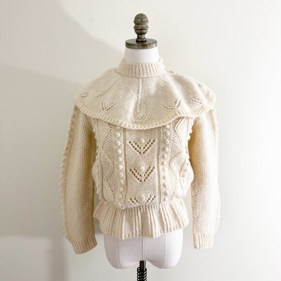 Vintage Adrienne Vittadini	Cream Shetland Wool Sweater Women's Size XS EUC - Picture 1 of 9